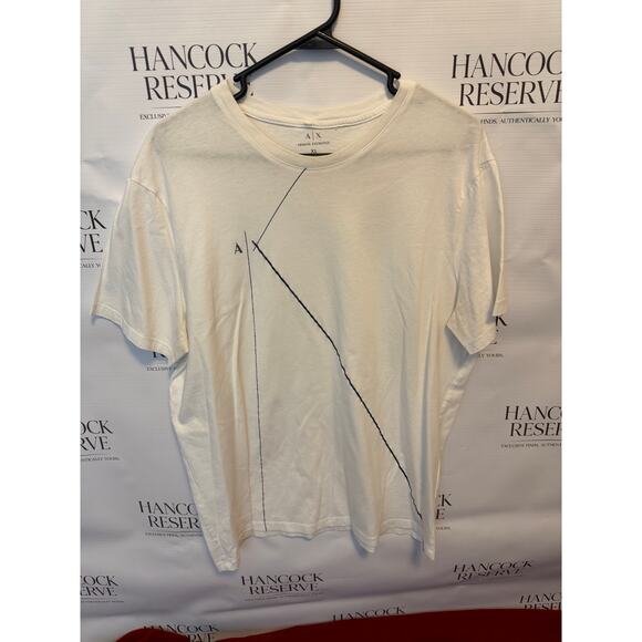 Armani Exchange Men’s T-Shirt XL Cream Graphic Line Short Sleeve Tee - Picture 2 of 4